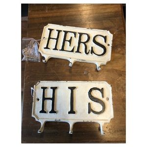 His & Hers wall hooks, key ring hooks, metal